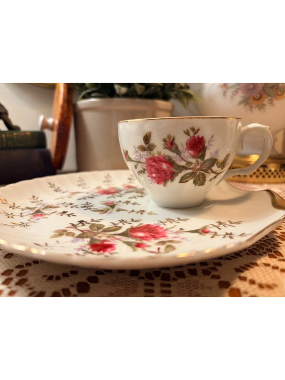 Vintage Laurel China Jubilee 7206 Snack Plate & Teacup Set Japan Roses